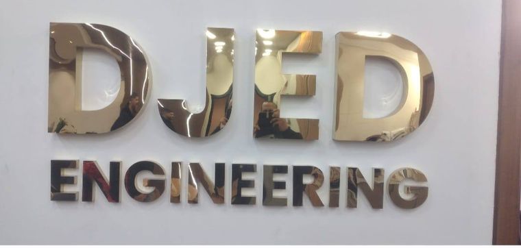 حروف ستانلس ذهبي مراية لشركة DJED Engineering